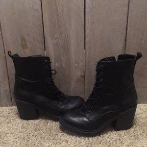 Black Heeled Army Boots